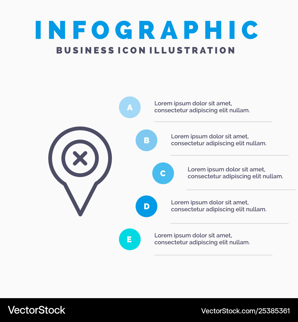 Add pin location map line icon with 5 steps Vector Image