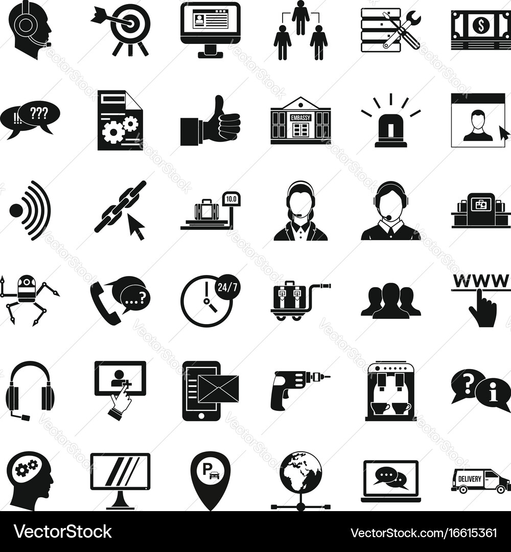 Calling center icons set simple style vector image