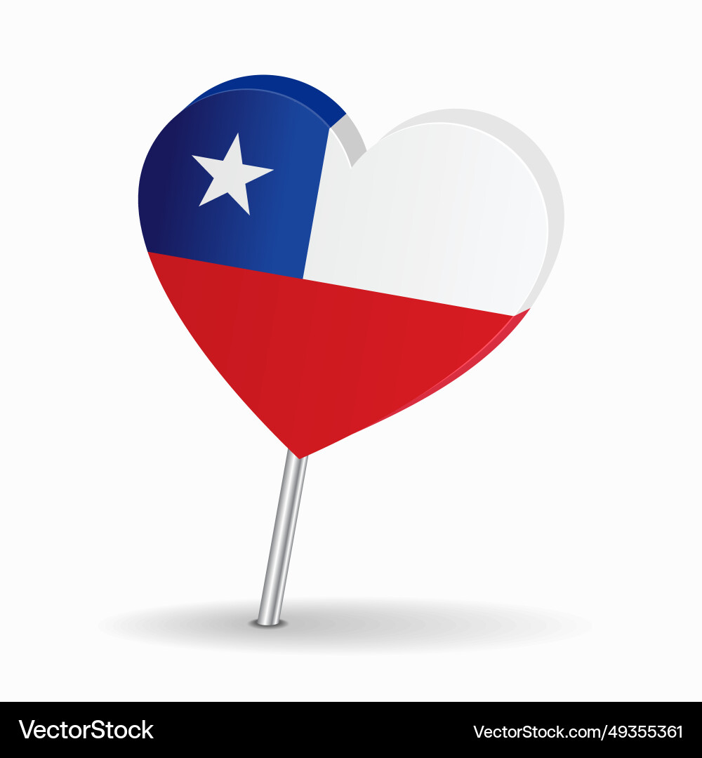 Chilean flag heart-shaped map pointer layout Chilean flag heart-shaped map pointer layout vector image