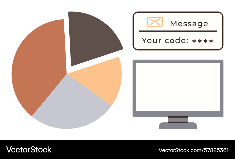 Data visualization with pie chart computer vector image