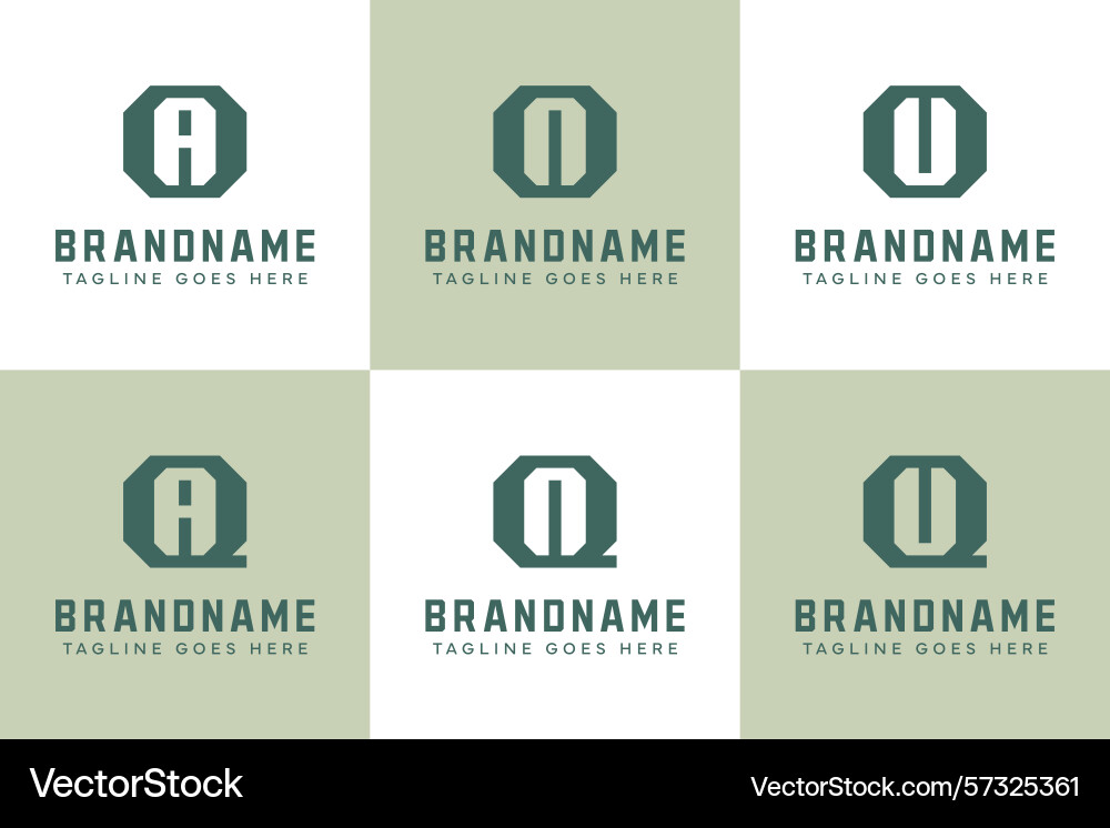 Letters oa qa on qn ou qu monogram logo set vector image