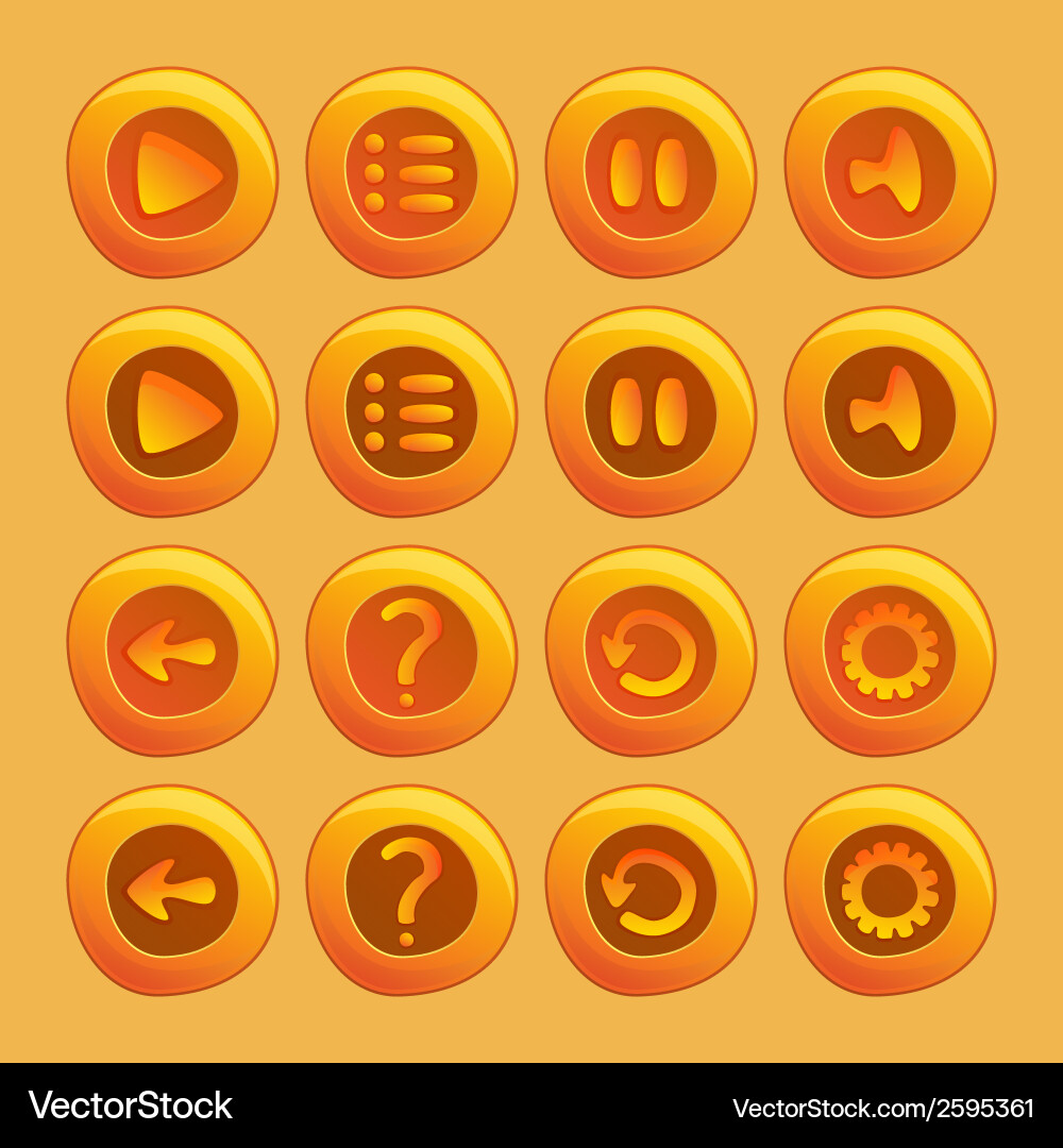 Mobile elements for ui game - a set of play pause Vector Image