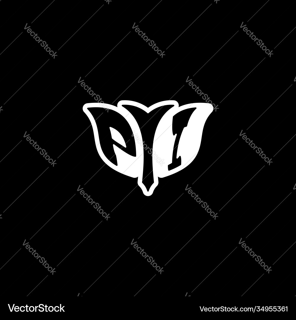 P i initials bow arrow simple modern minimalist Vector Image