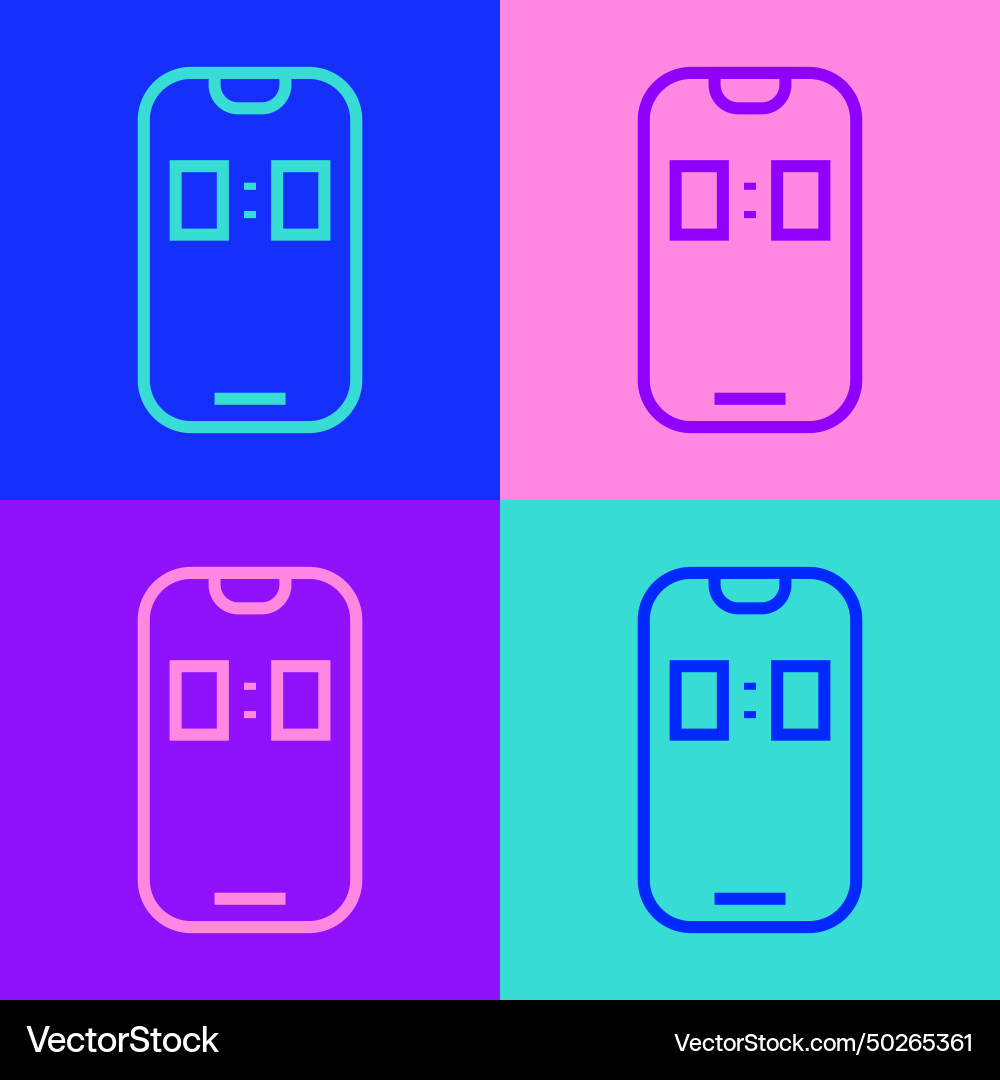 Pop art line alarm clock app smartphone interface Vector Image