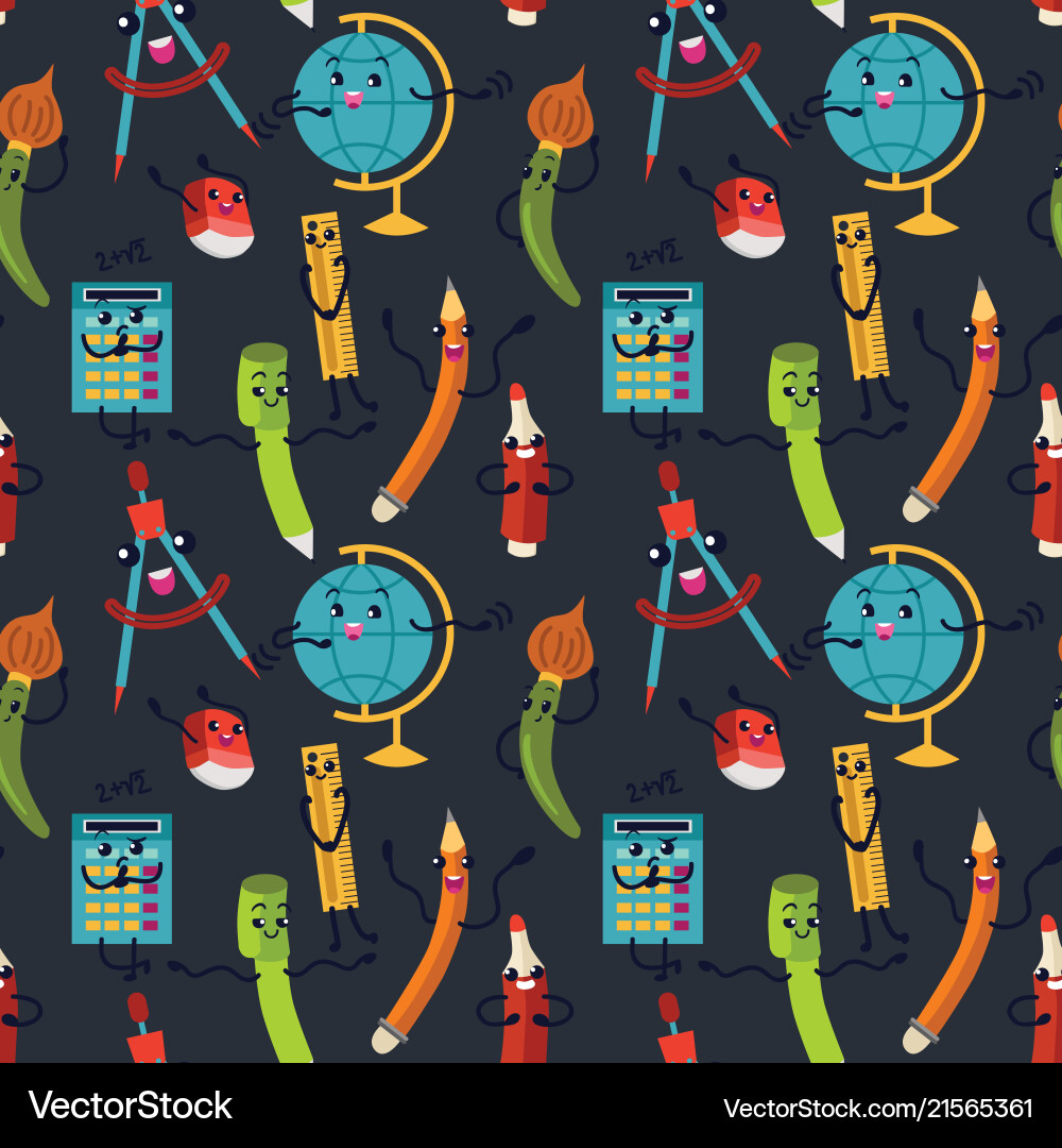 School supplies seamless pattern endless Vector Image