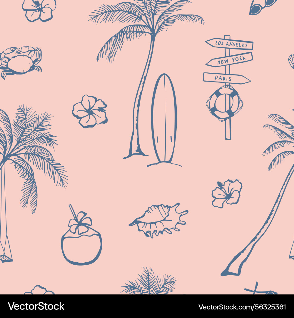 Seamless pattern with elements in hawaiian style Seamless pattern with elements in hawaiian style vector image