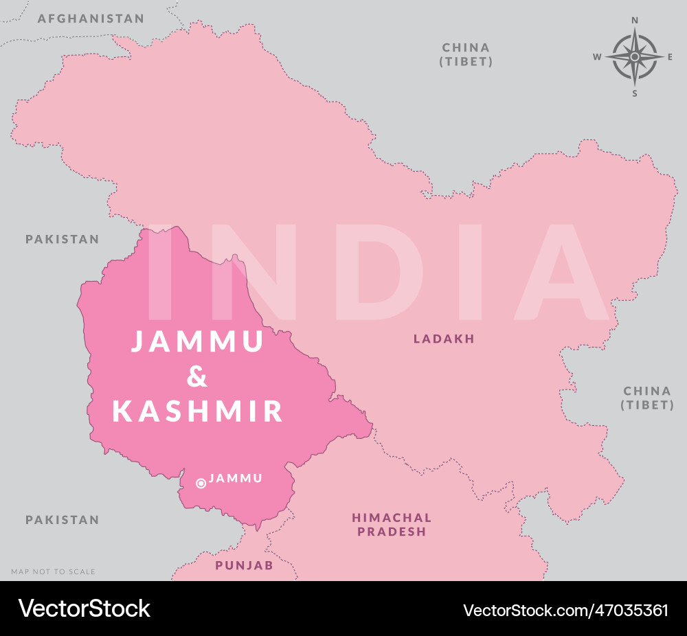 State of jammu and kashmir india with capital State of jammu and kashmir india with capital vector image