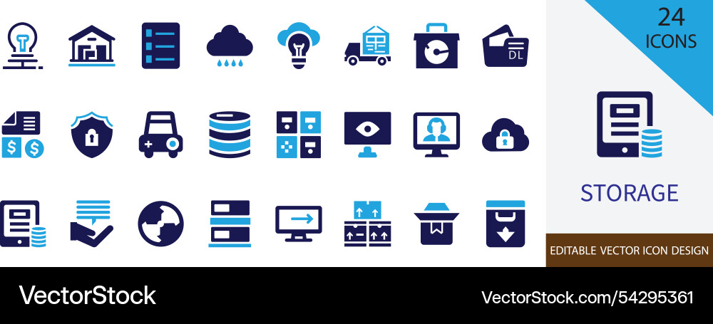 Storage solid icon collection set with backup Storage solid icon collection set with backup vector image