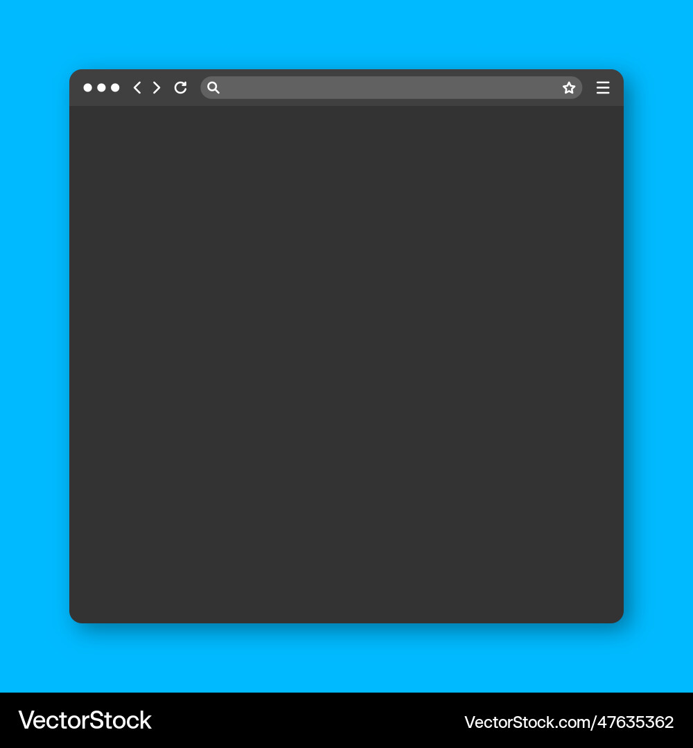 Blank web browser window with toolbar and search Blank web browser window with toolbar and search vector image