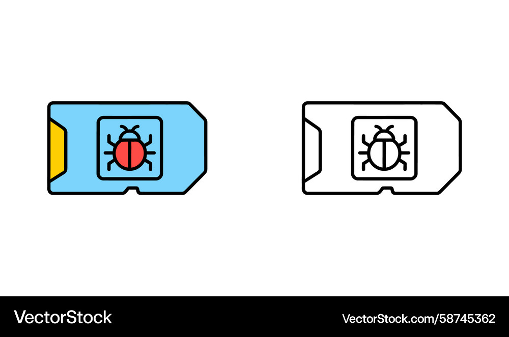 Bug Symbol on Chip & Card Vector Image