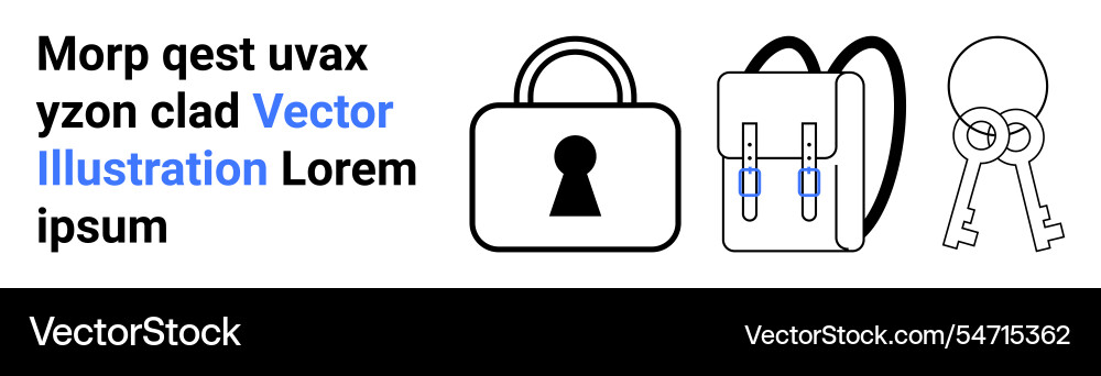 Lock and key security theme with backpack for data Vector Image