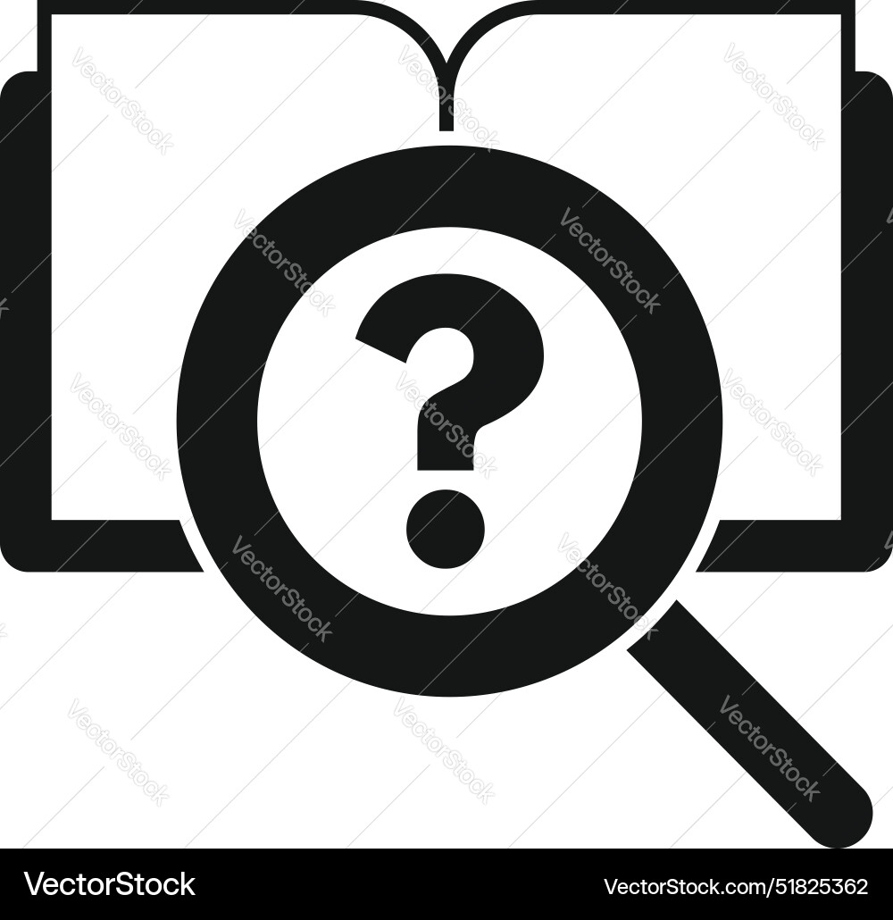 Magnifying glass searching for knowledge in open Magnifying glass searching for knowledge in open vector image