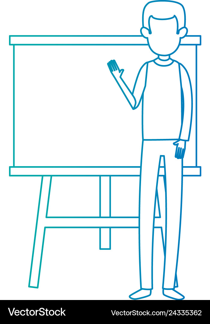 Man teaching with paperboard character Vector Image