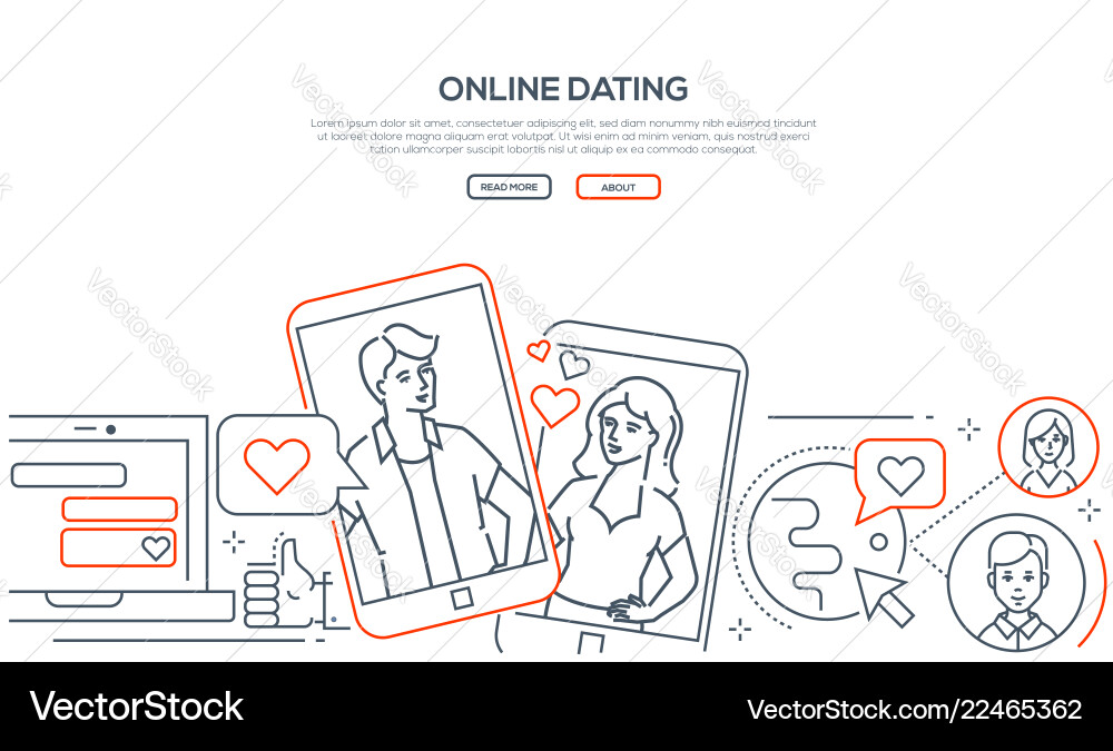Online dating app - modern line design style web Online dating app - modern line design style web vector image