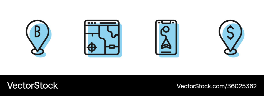 Set line city map navigation location Vector Image