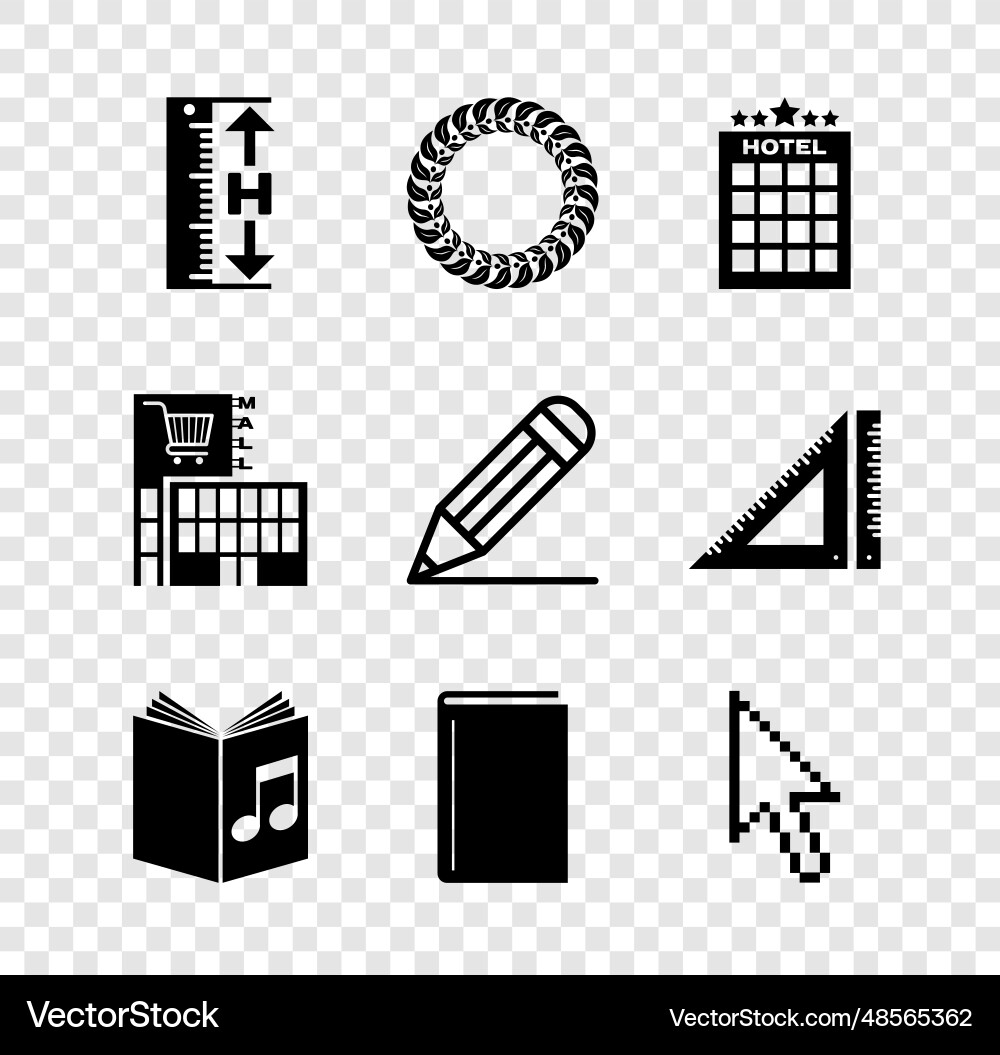Set measuring height and length laurel wreath Set measuring height and length laurel wreath vector image