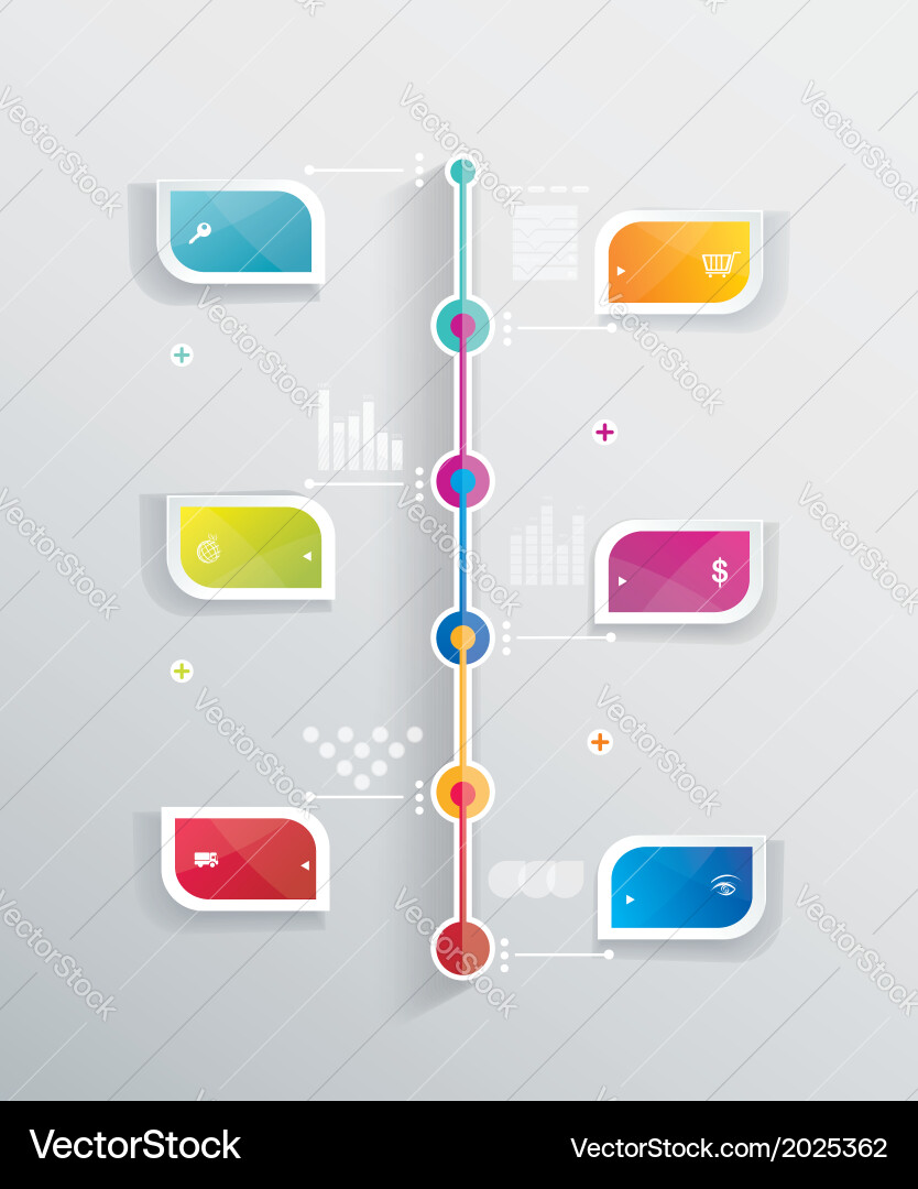 Time line design template with paper tags Vector Image