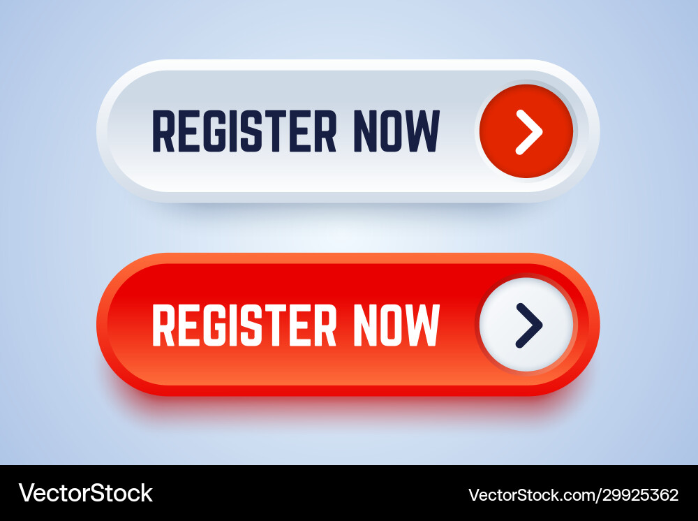Two Red & White Register Buttons with Arrows Vector Image