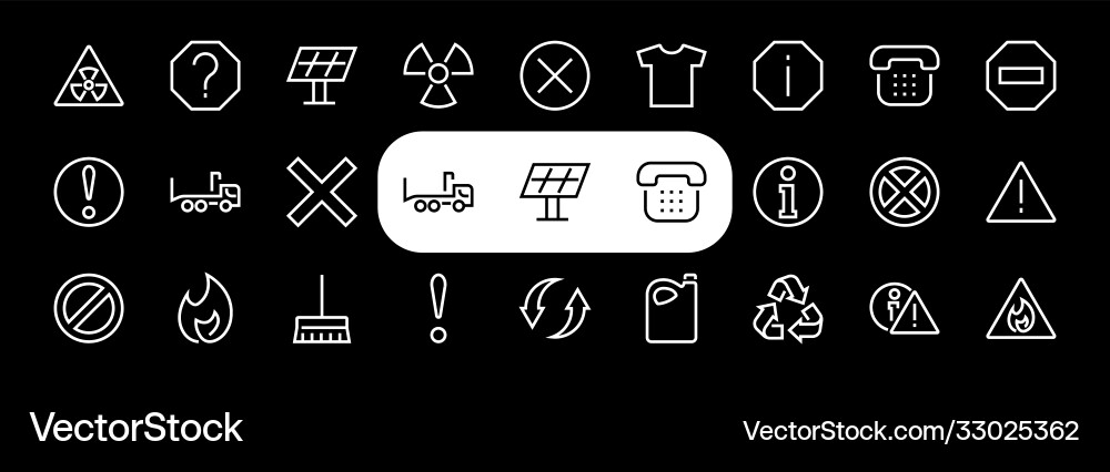 Warnings simple set thin line icons Vector Image