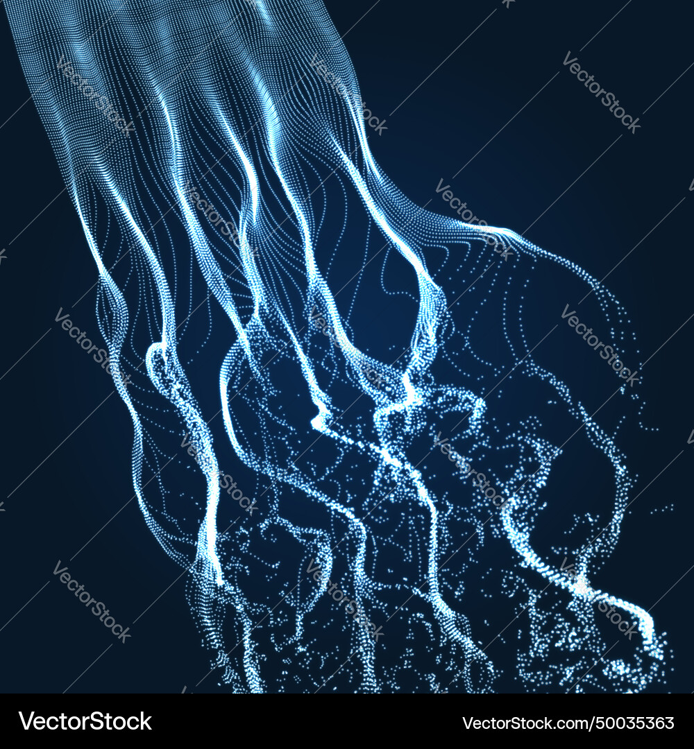 Array with dynamic emitted particles water splash Vector Image