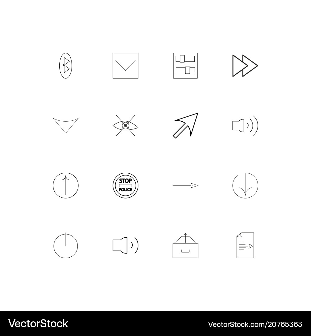 Buttons linear thin icons set outlined simple Vector Image