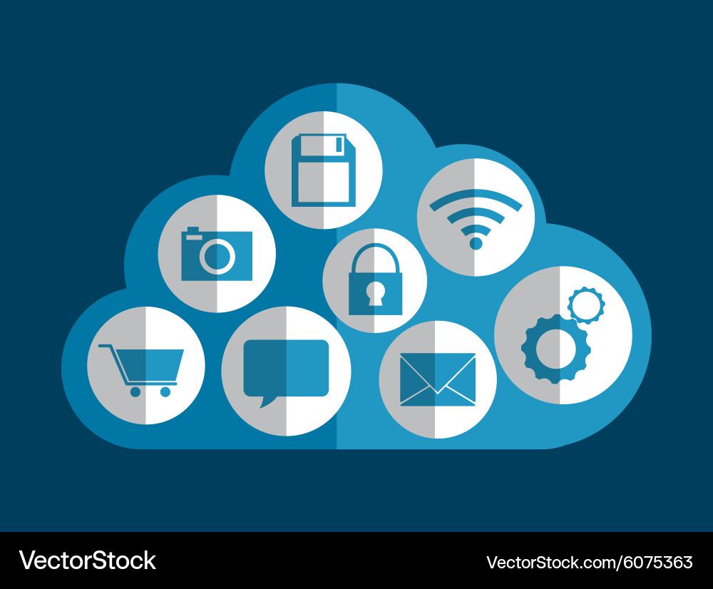 Cloud computing and hosting design Vector Image