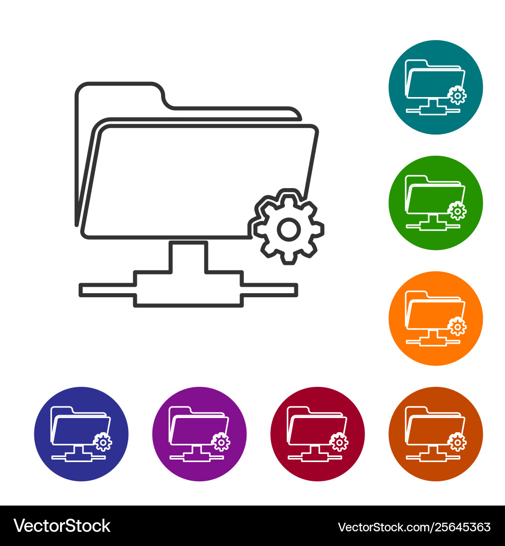 Grey ftp settings folder line icon isolated Vector Image