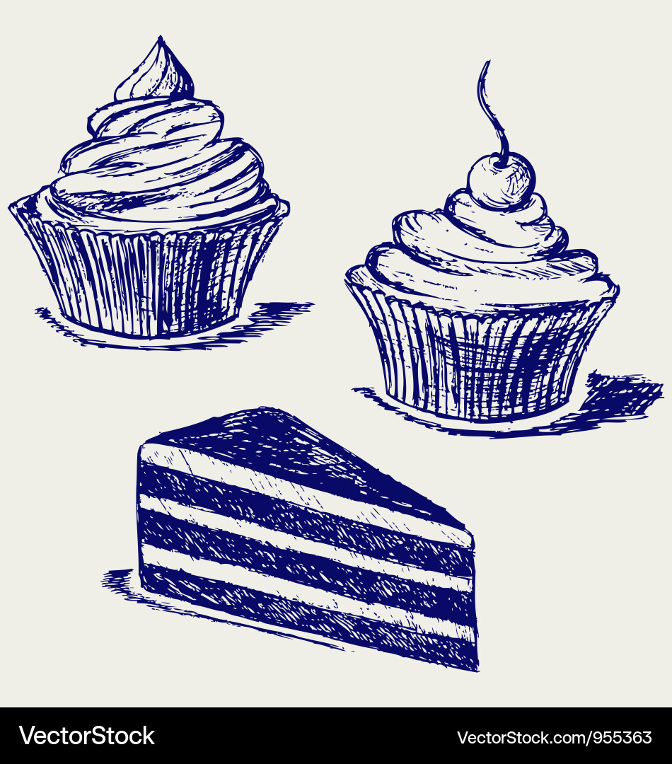 Hand-Drawn Cupcake Illustration vector image