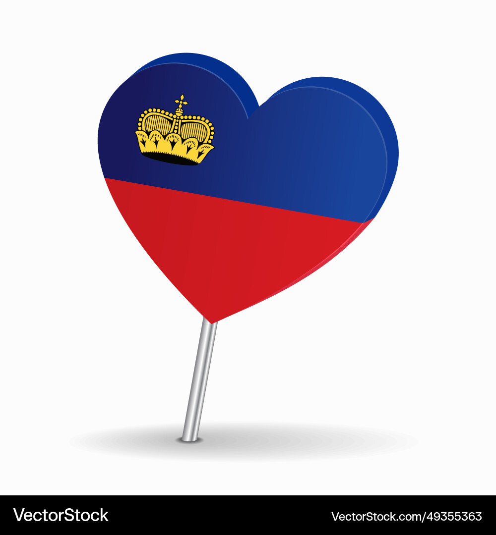 Liechtenstein flag heart-shaped map pointer layout Liechtenstein flag heart-shaped map pointer layout vector image