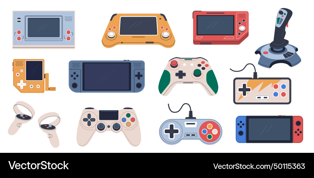 Retro Game Consoles & Controllers vector image