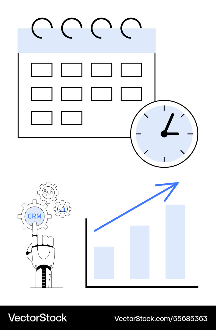 Robotic crm integration boosting productivity Robotic crm integration boosting productivity vector image