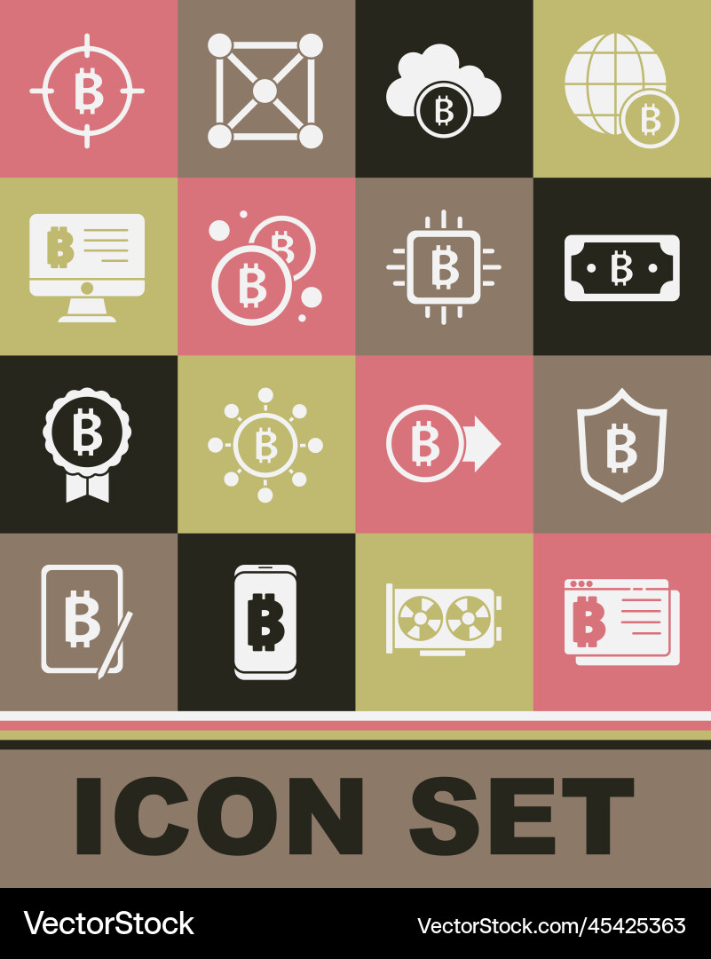 Set bitcoin in browser shield Set bitcoin in browser shield Vector Image