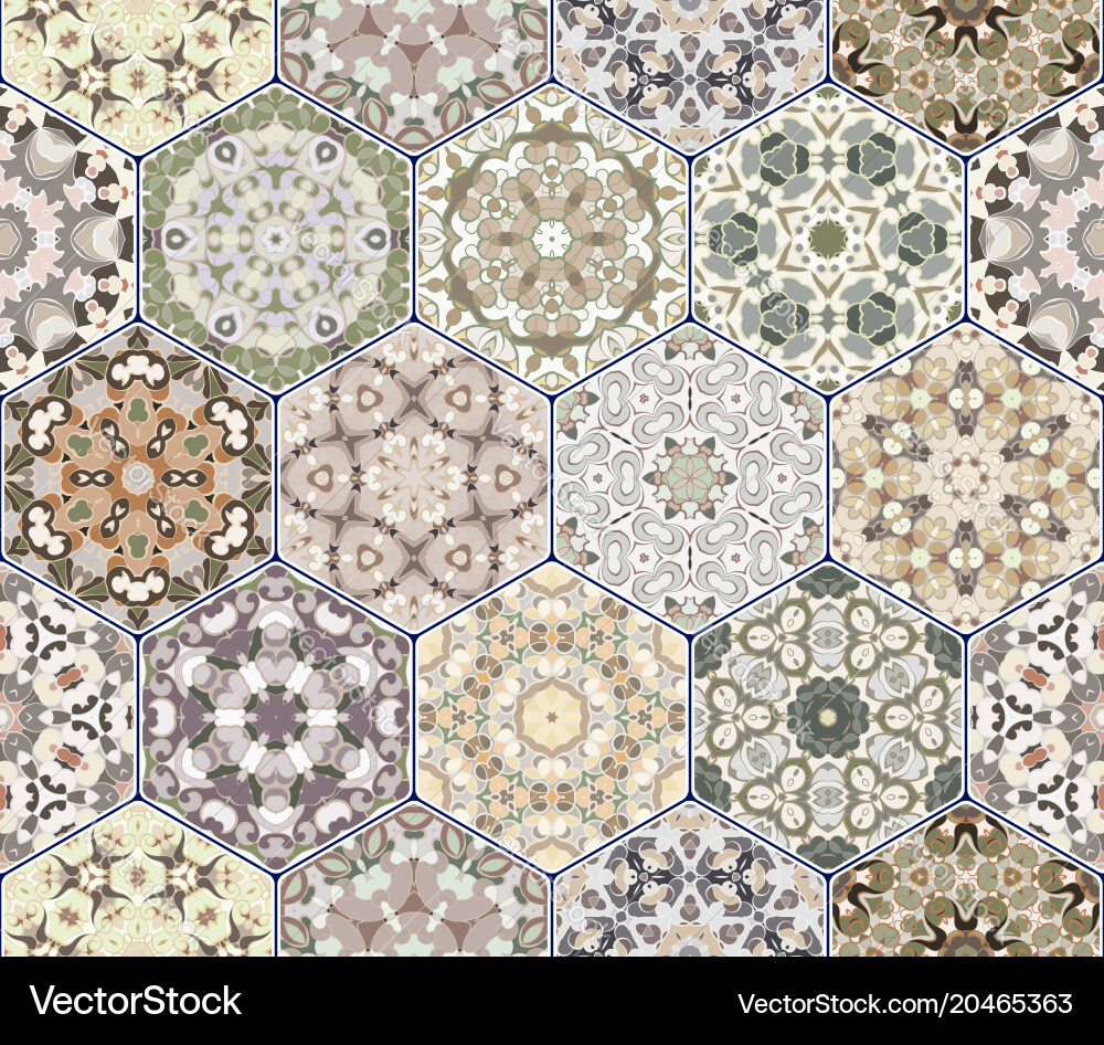 Set of hexagonal patterns Vector Image