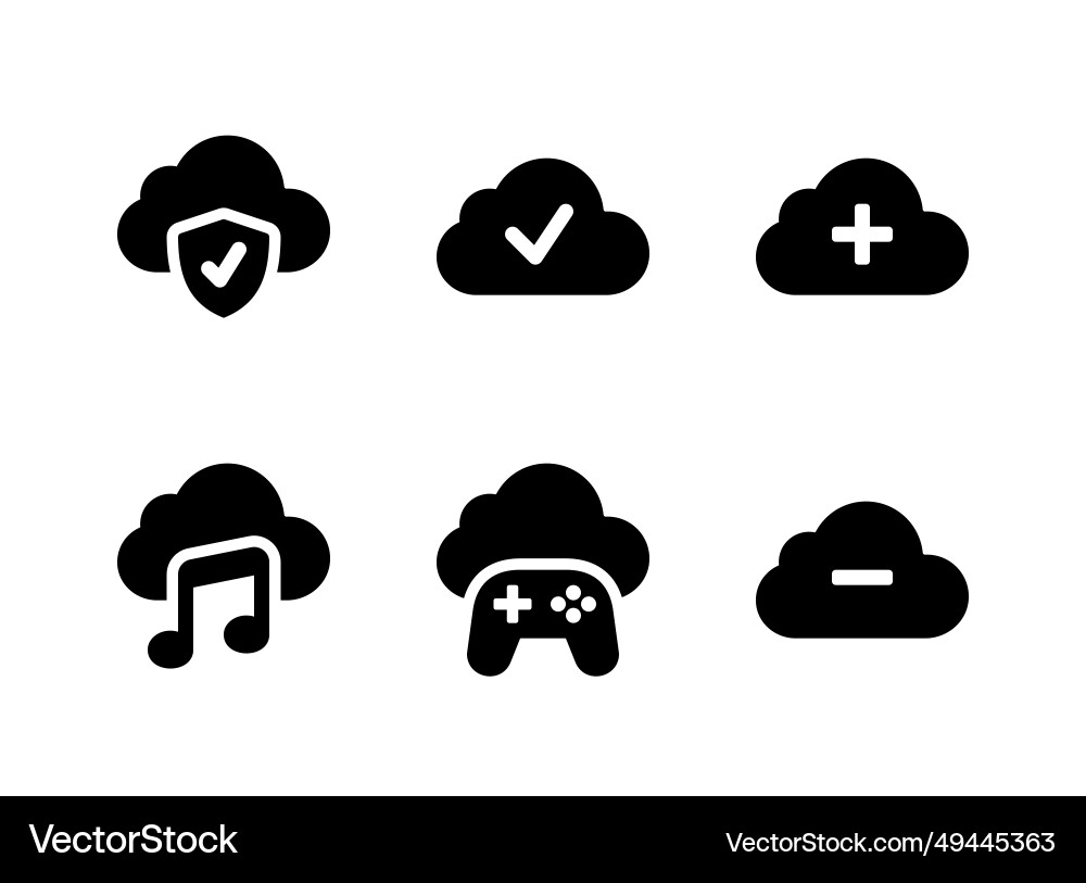 Simple set of cloud computing solid icons Vector Image