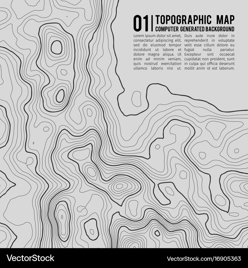 Topographic Map Background - Terrain & Contour Vector Image