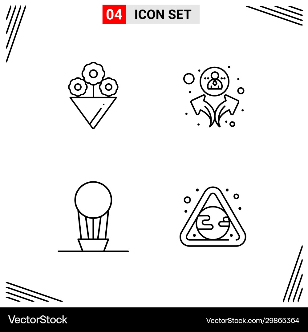 4 icons line style grid based creative outline Vector Image