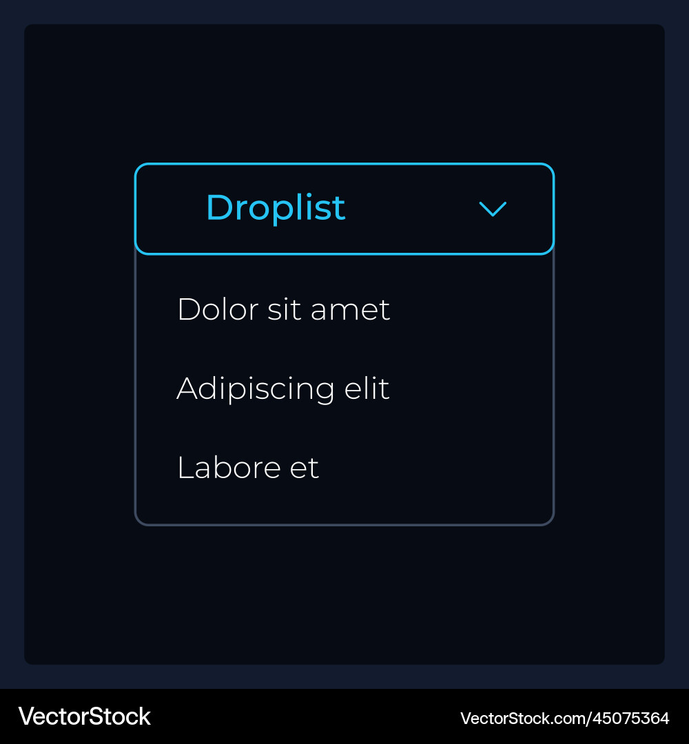 Activated dropdown list ui element template Activated dropdown list ui element template Vector Image