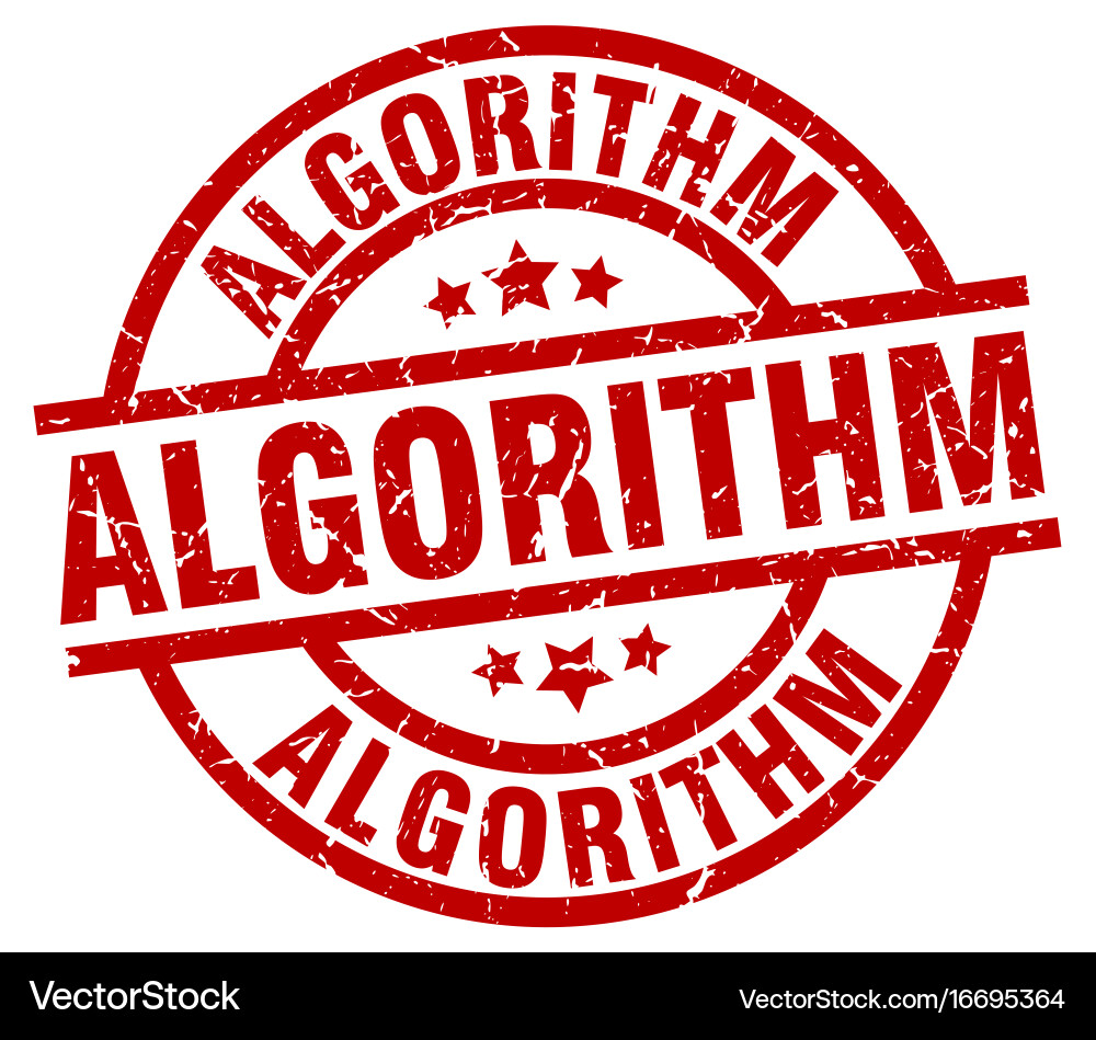 Algorithm round red grunge stamp Vector Image
