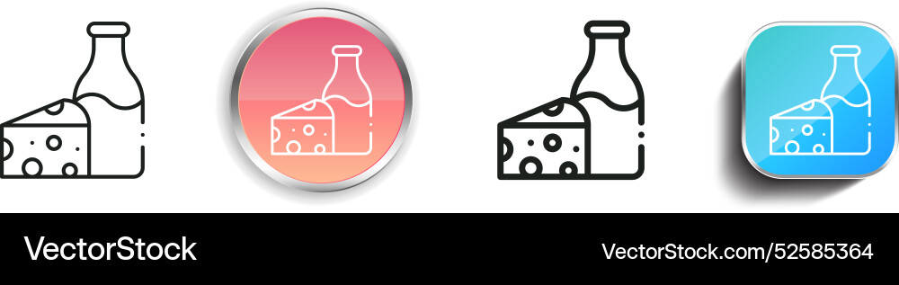 Cheese icon thin linear regular and button style vector image