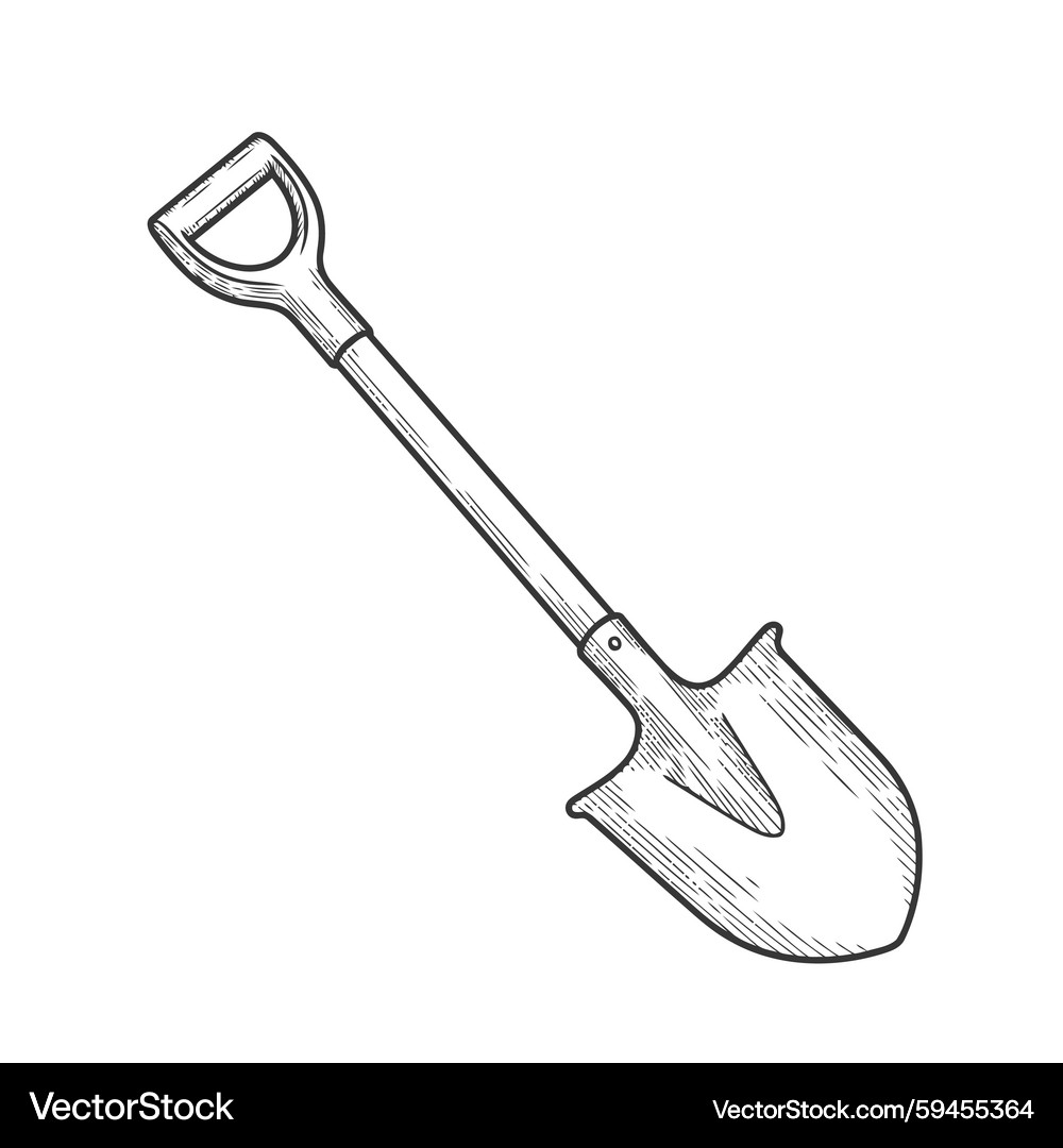 Detailed Garden Spade Sketch – Royalty-Free Vector | VectorStock, image size:1000x1080