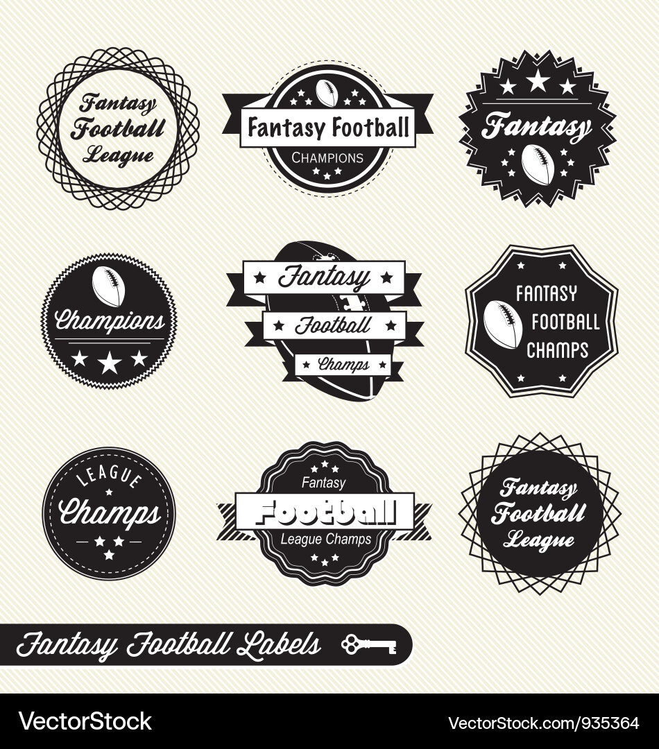 Fantasy Football League Champions Labels vector image