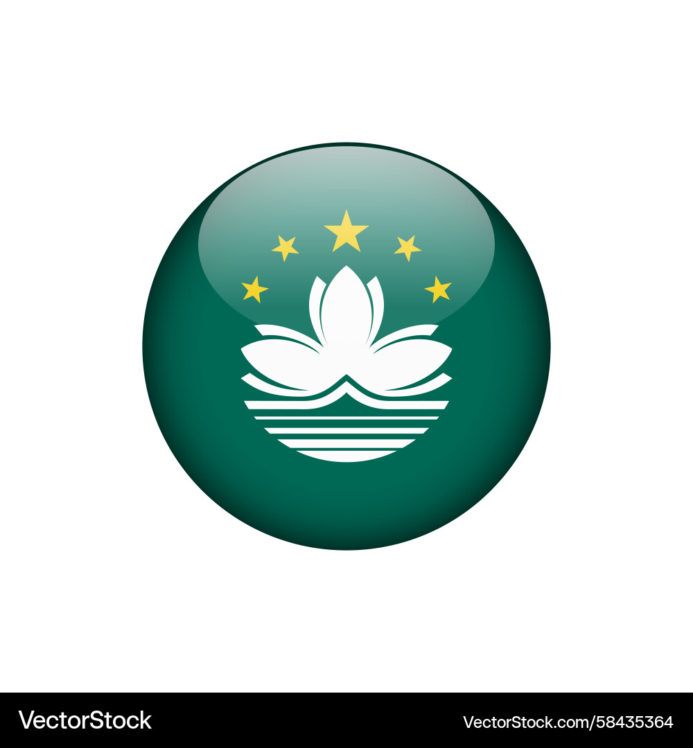 Macao Flag Circle Button Vector Image