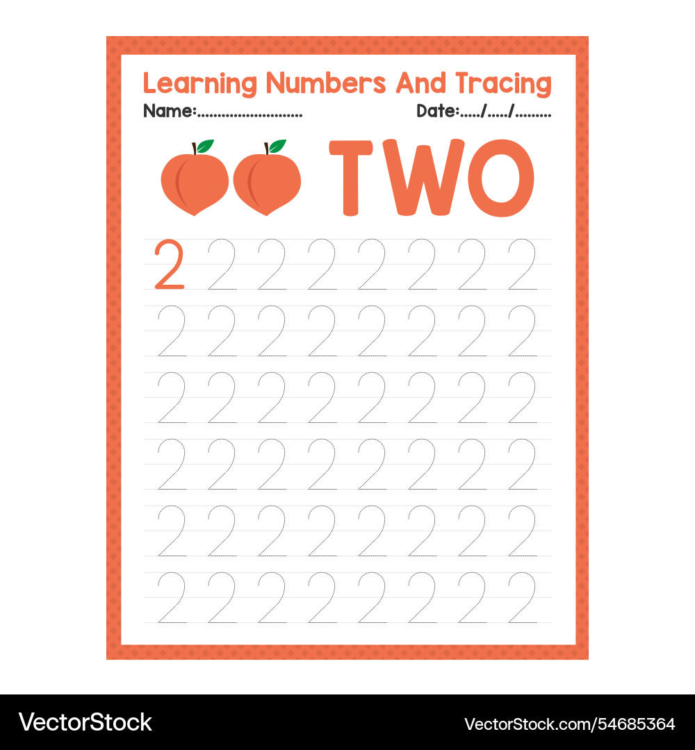 Numbers tracing practice writing number vector image
