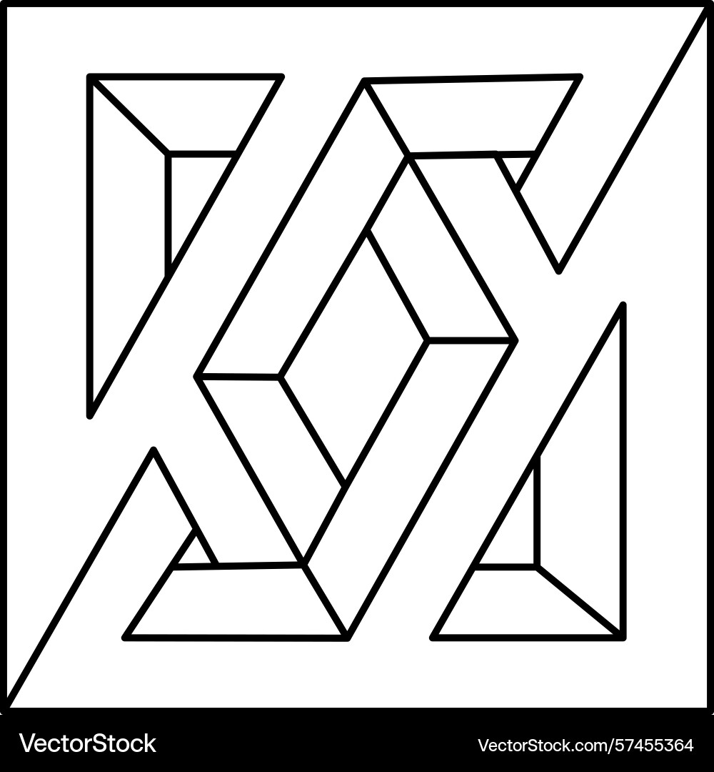 Optical illusion shape unreal geometric object Optical illusion shape unreal geometric object vector image