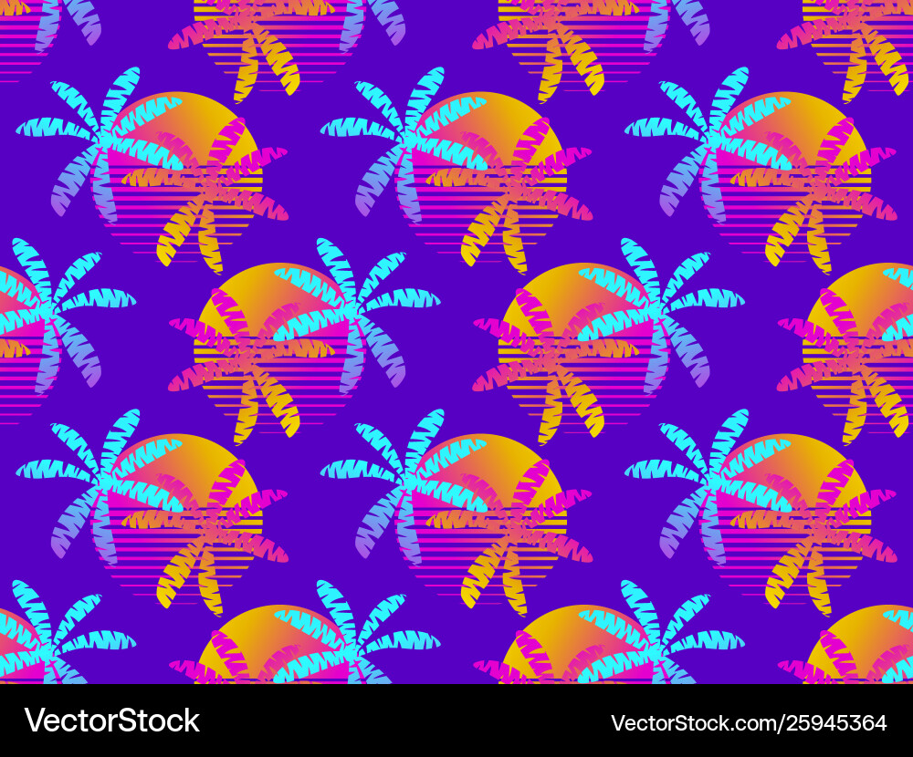 Seamless pattern with palm trees and sun Seamless pattern with palm trees and sun Vector Image