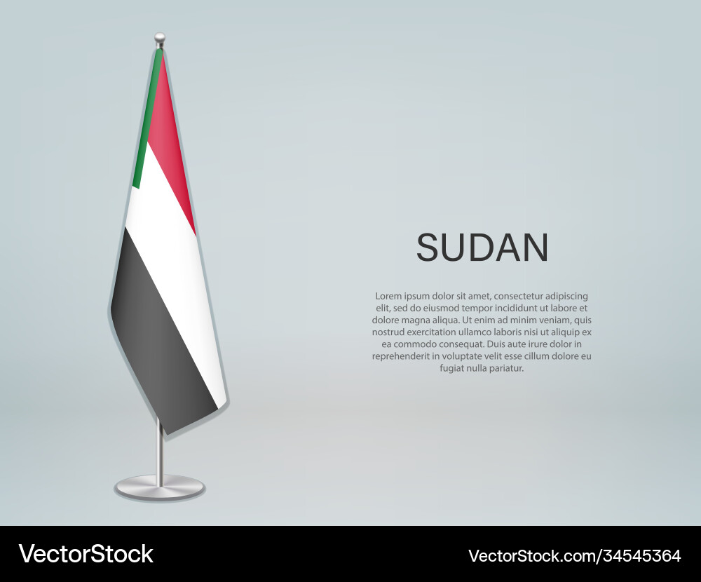 Sudan Flag on Stand - Template Vector Image