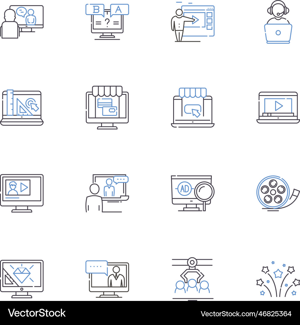 Web-Technologien Linien-Icons Sammlung html css Vektorbild