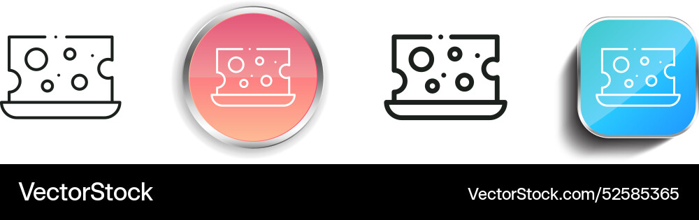 Cheese icon thin linear regular and button style vector image