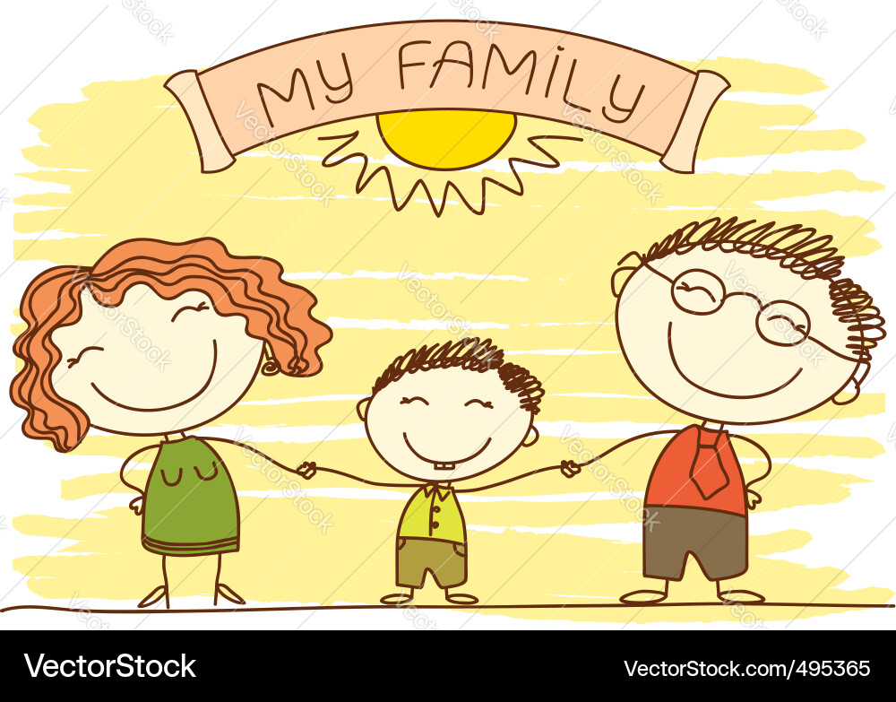 Cute Family Cartoon Vector Image