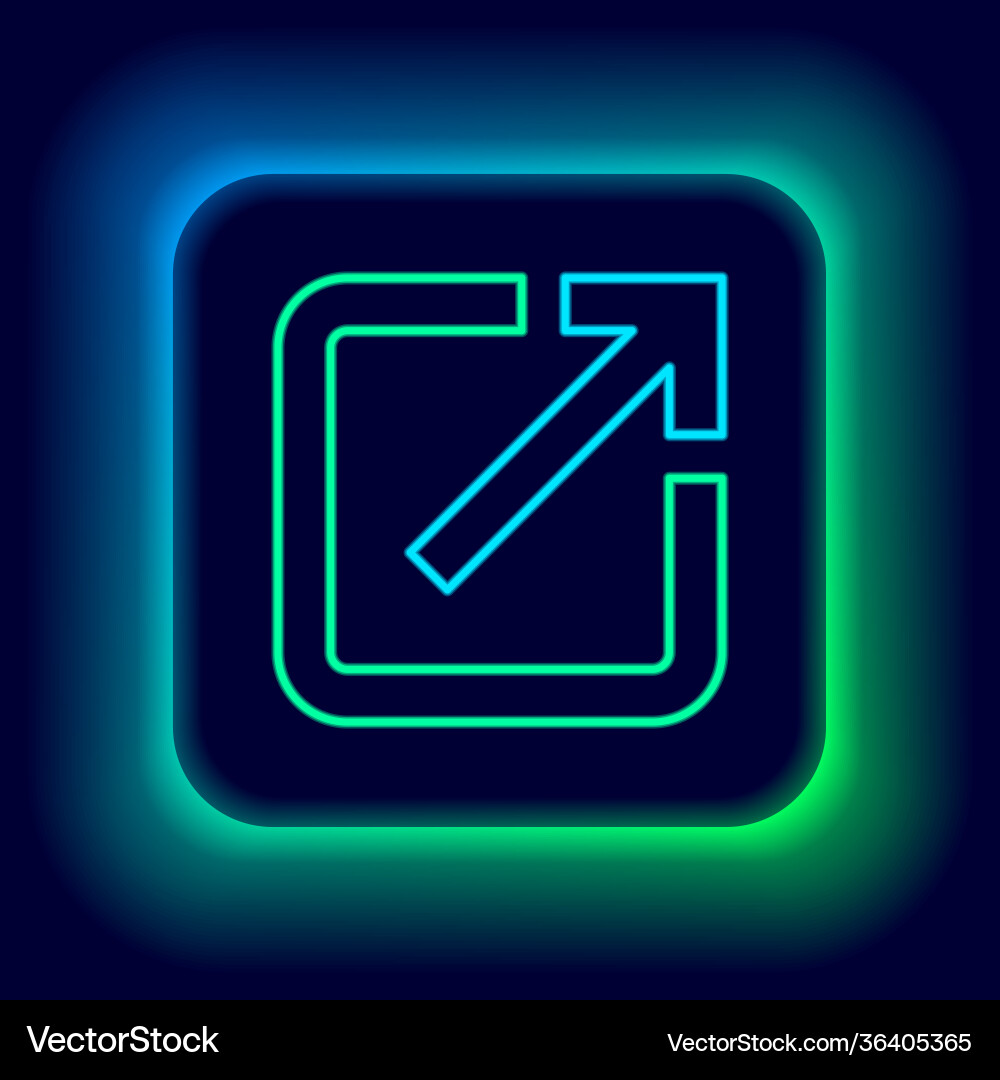 Glowing neon line open in new window icon isolated Glowing neon line open in new window icon isolated Vector Image
